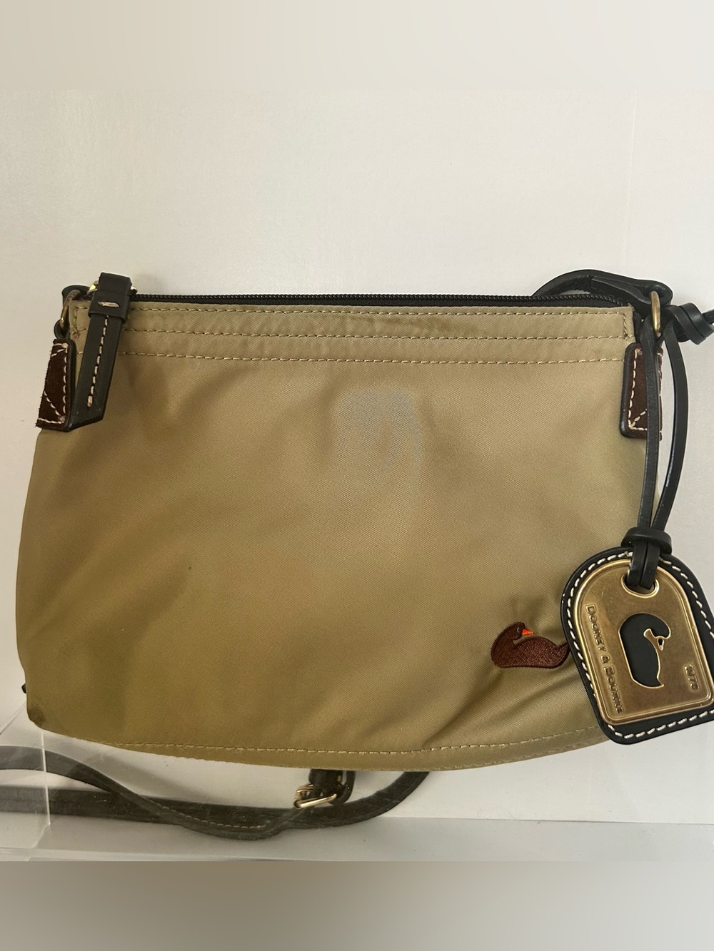 Dooney & Bourke Tan Nylon Wristlet with Gold Accent Tag
